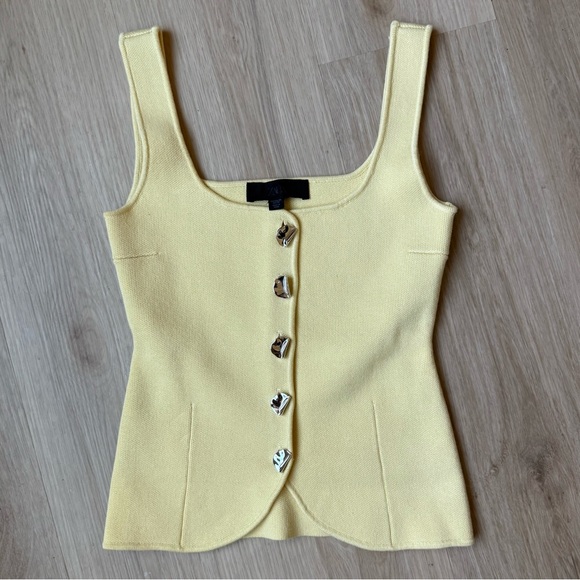 ZARA Butter Yellow Knit Women's Top Structured Corset Embellished Buttons XS - Picture 2 of 3